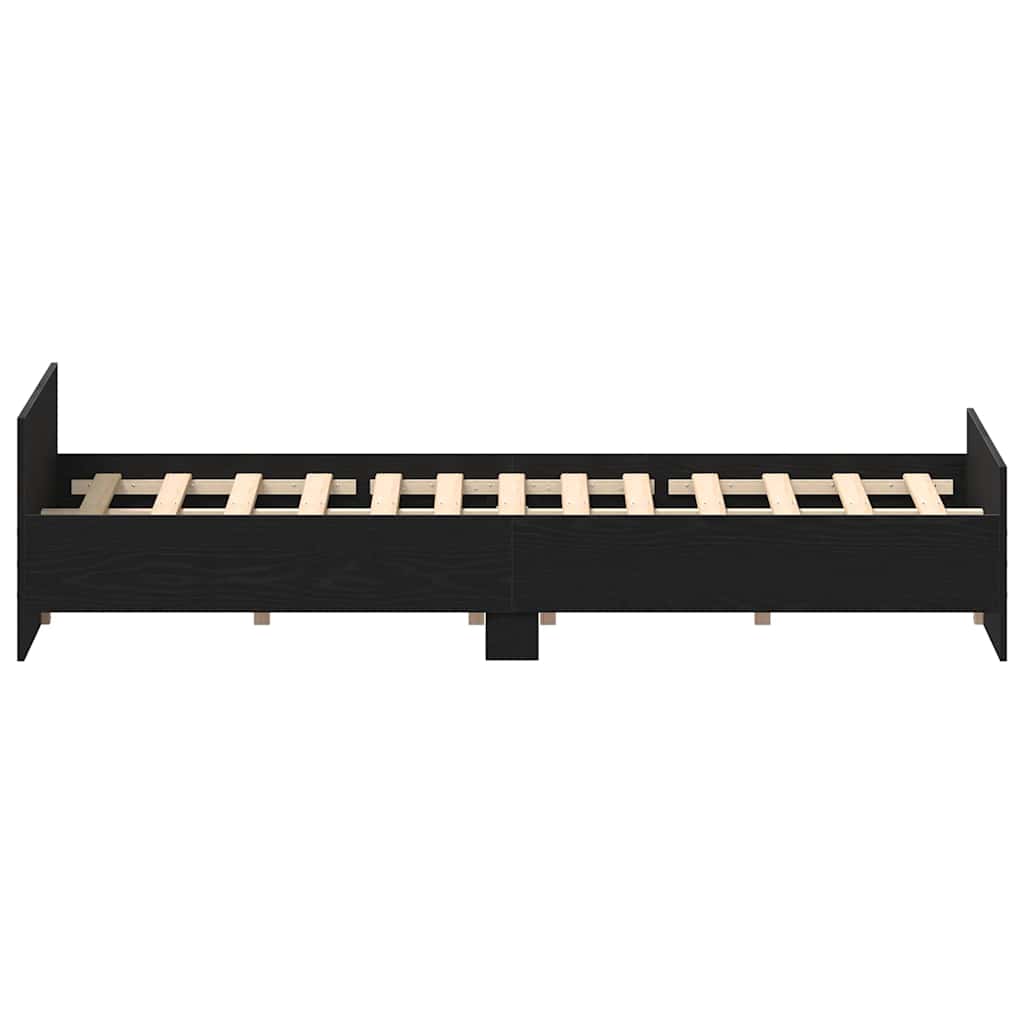 Bed Frame without Mattress Black Oak 140x200 cm Engineered Wood