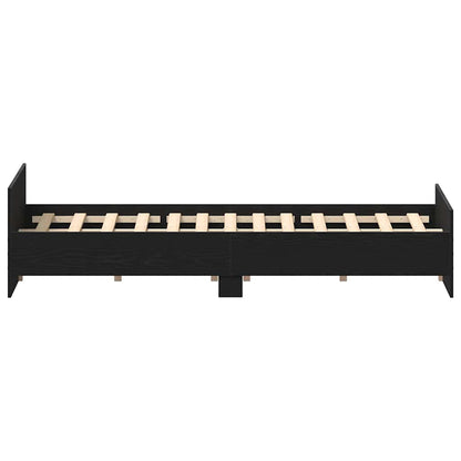 Bed Frame without Mattress Black Oak 140x200 cm Engineered Wood