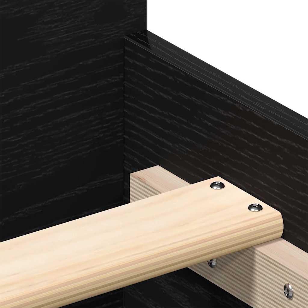Bed Frame without Mattress Black Oak 140x200 cm Engineered Wood