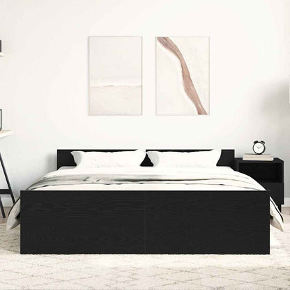 Bed Frame without Mattress Black Oak 150x200 cm Engineered Wood