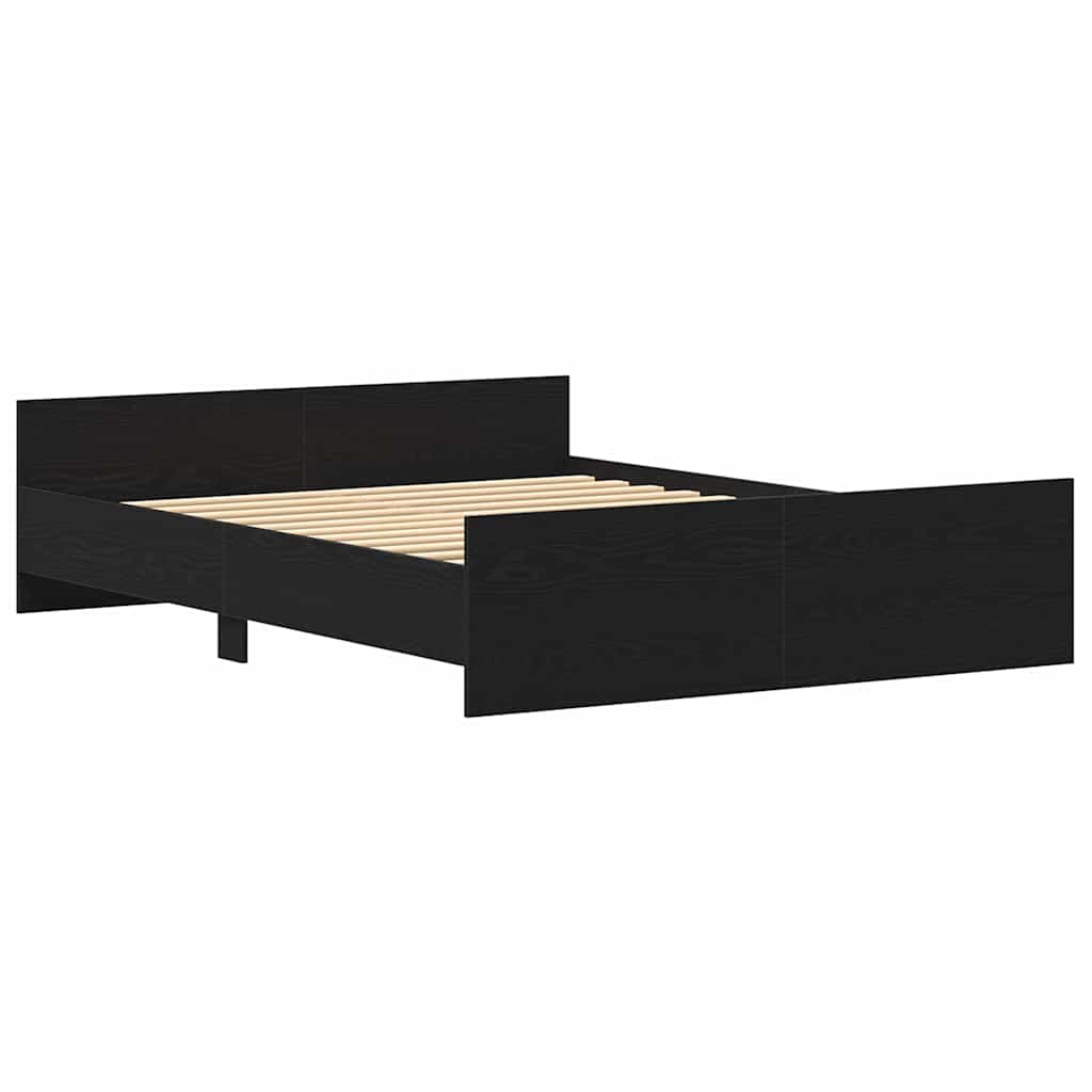 Bed Frame without Mattress Black Oak 150x200 cm Engineered Wood