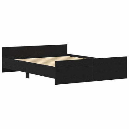 Bed Frame without Mattress Black Oak 150x200 cm Engineered Wood