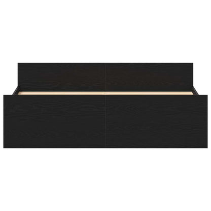 Bed Frame without Mattress Black Oak 150x200 cm Engineered Wood
