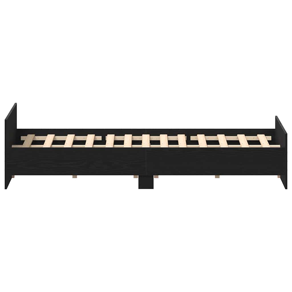 Bed Frame without Mattress Black Oak 150x200 cm Engineered Wood