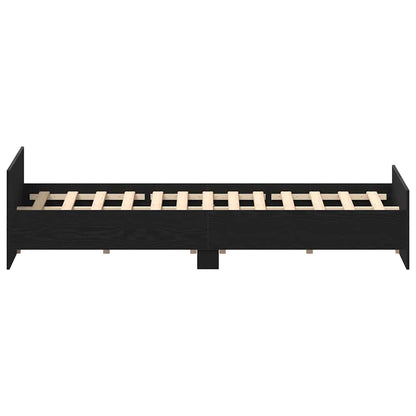 Bed Frame without Mattress Black Oak 150x200 cm Engineered Wood