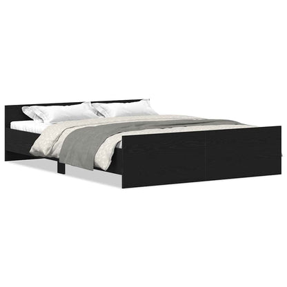 Bed Frame without Mattress Black Oak 160x200 cm Engineered Wood