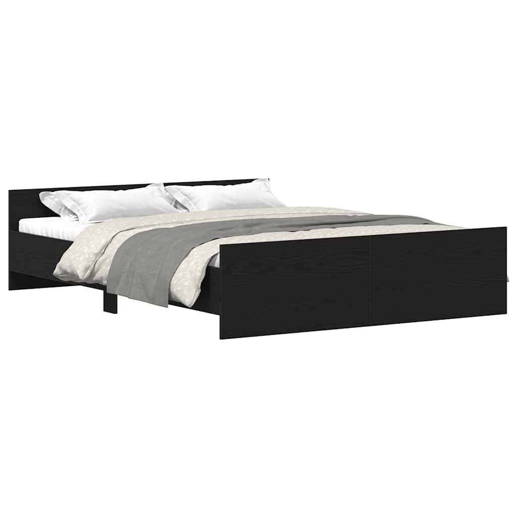 Bed Frame without Mattress Black Oak 160x200 cm Engineered Wood