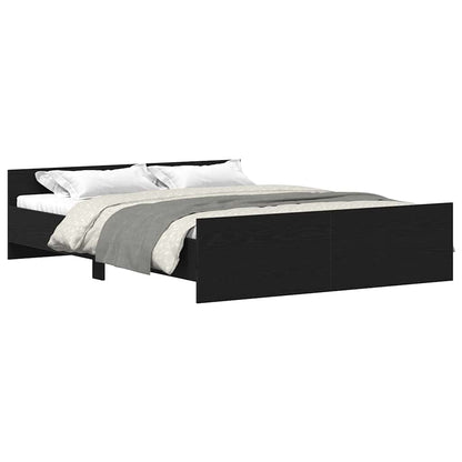 Bed Frame without Mattress Black Oak 160x200 cm Engineered Wood
