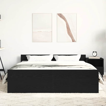 Bed Frame without Mattress Black Oak 160x200 cm Engineered Wood