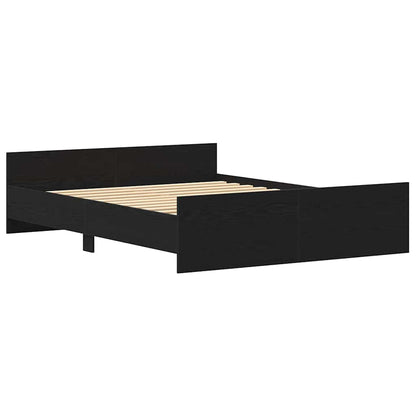 Bed Frame without Mattress Black Oak 160x200 cm Engineered Wood