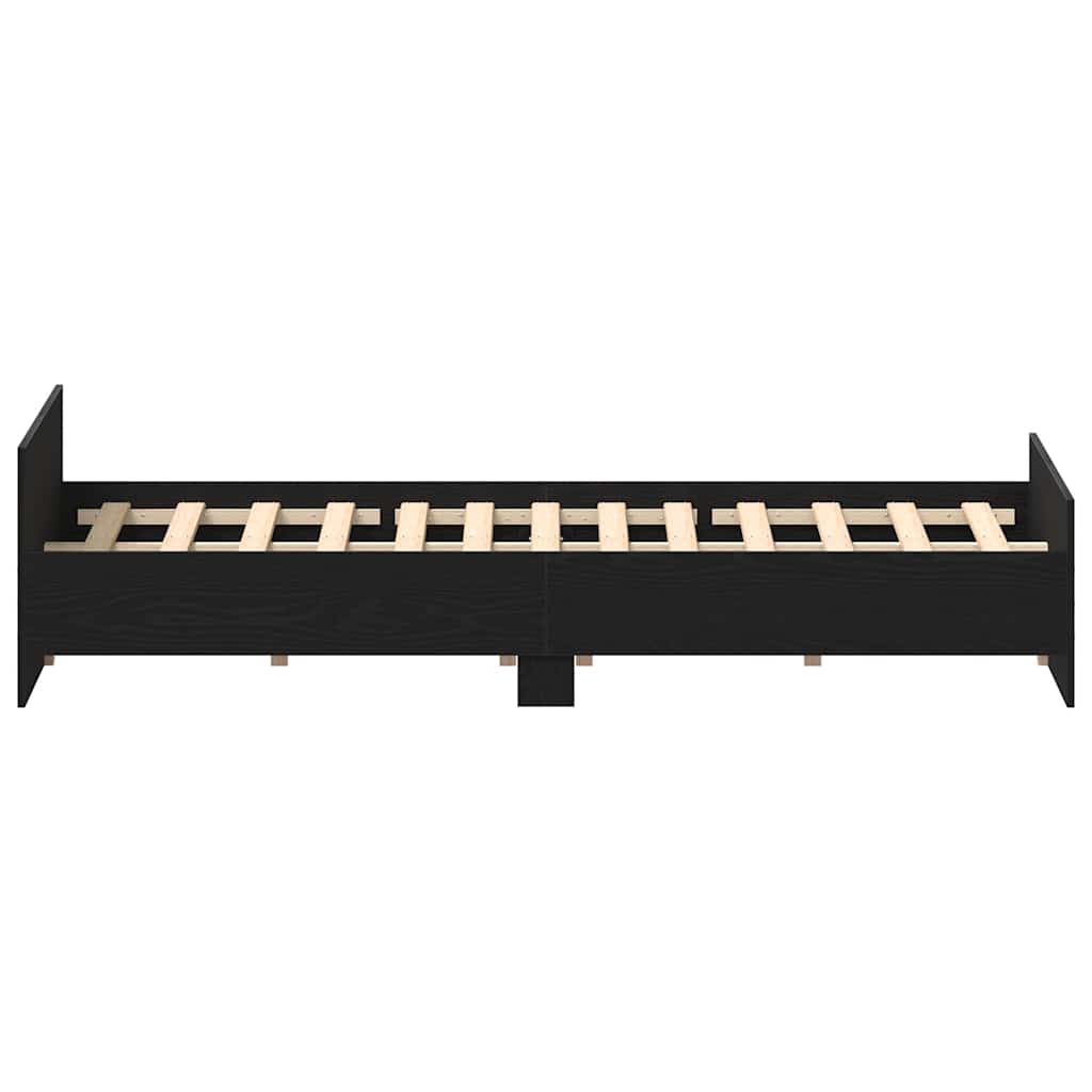 Bed Frame without Mattress Black Oak 160x200 cm Engineered Wood