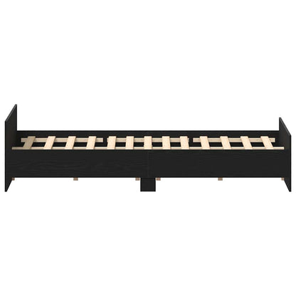 Bed Frame without Mattress Black Oak 160x200 cm Engineered Wood