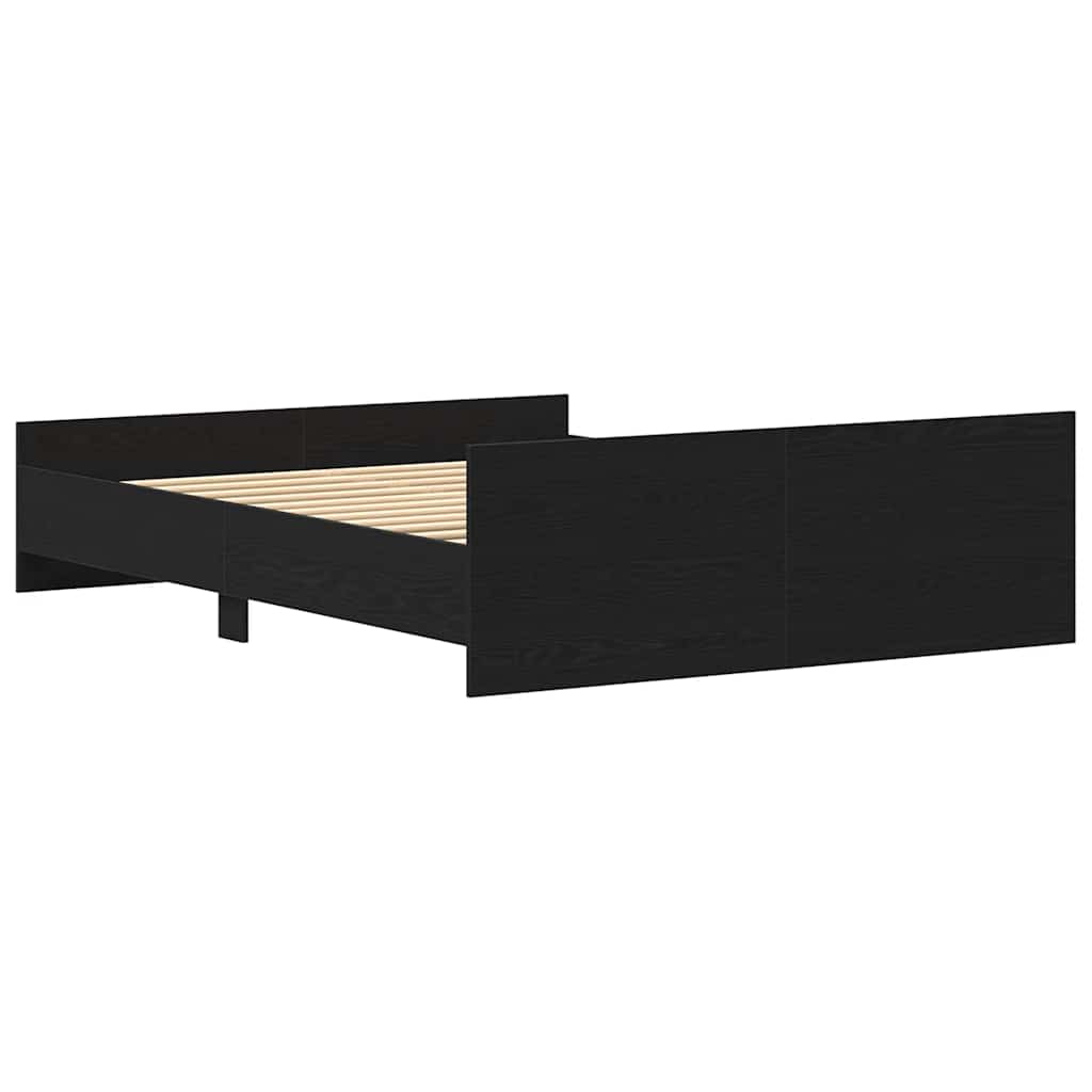 Bed Frame without Mattress Black Oak 160x200 cm Engineered Wood