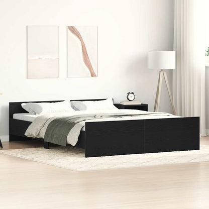 Bed Frame without Mattress Black Oak 160x200 cm Engineered Wood