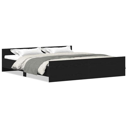 Bed Frame without Mattress Black Oak 180x200 cm Engineered Wood