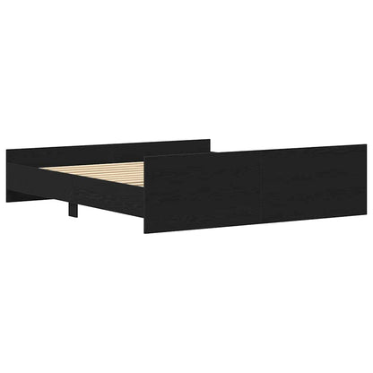 Bed Frame without Mattress Black Oak 180x200 cm Engineered Wood