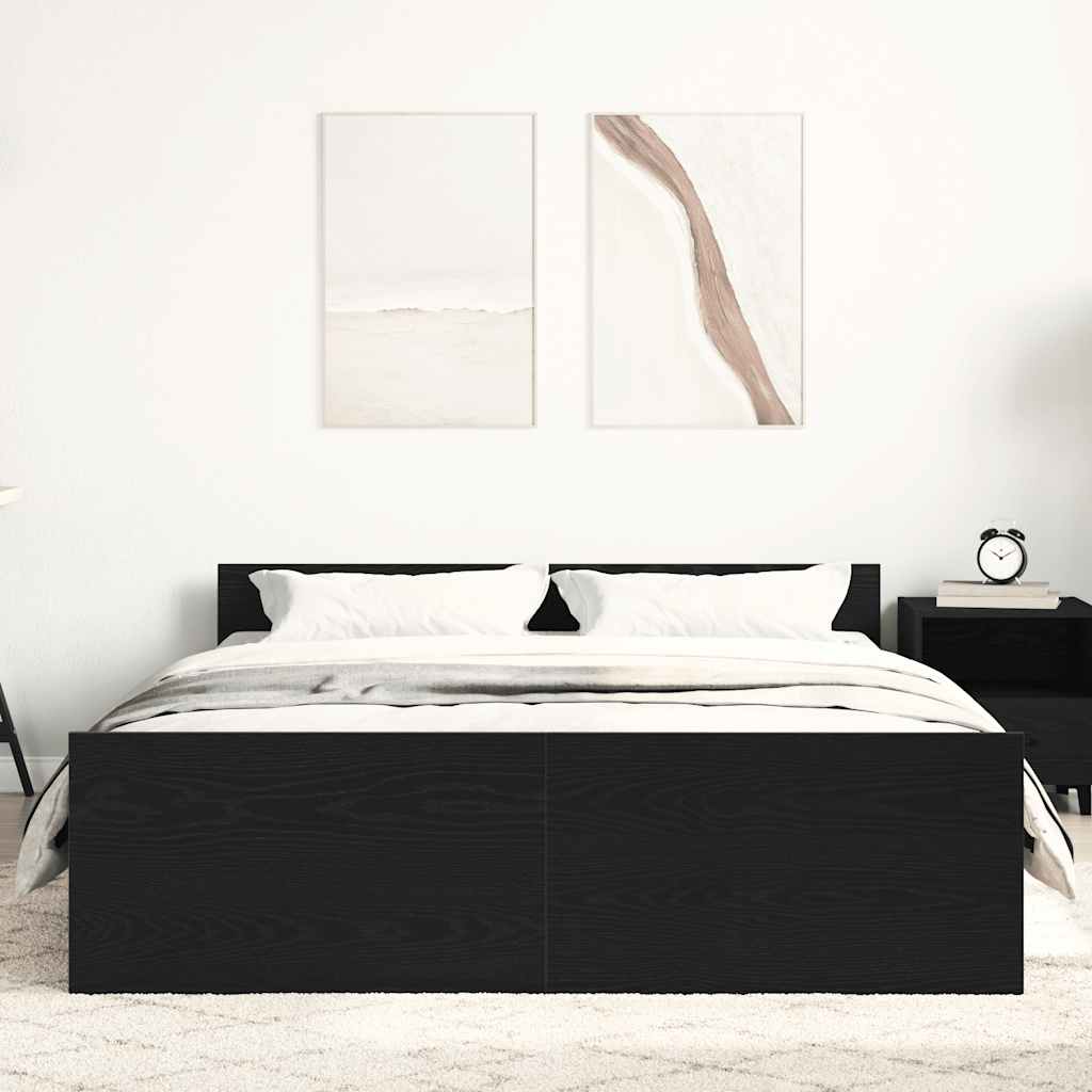Bed Frame without Mattress Black Oak 120x190 cm Engineered Wood
