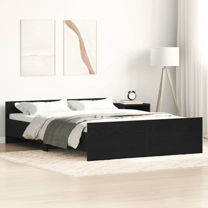 Bed Frame without Mattress Black Oak 120x190 cm Engineered Wood