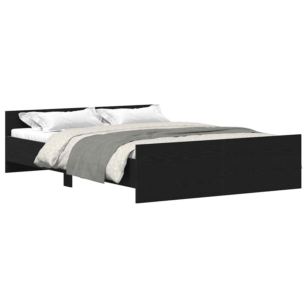 Bed Frame without Mattress Black Oak 140x190 cm Engineered Wood