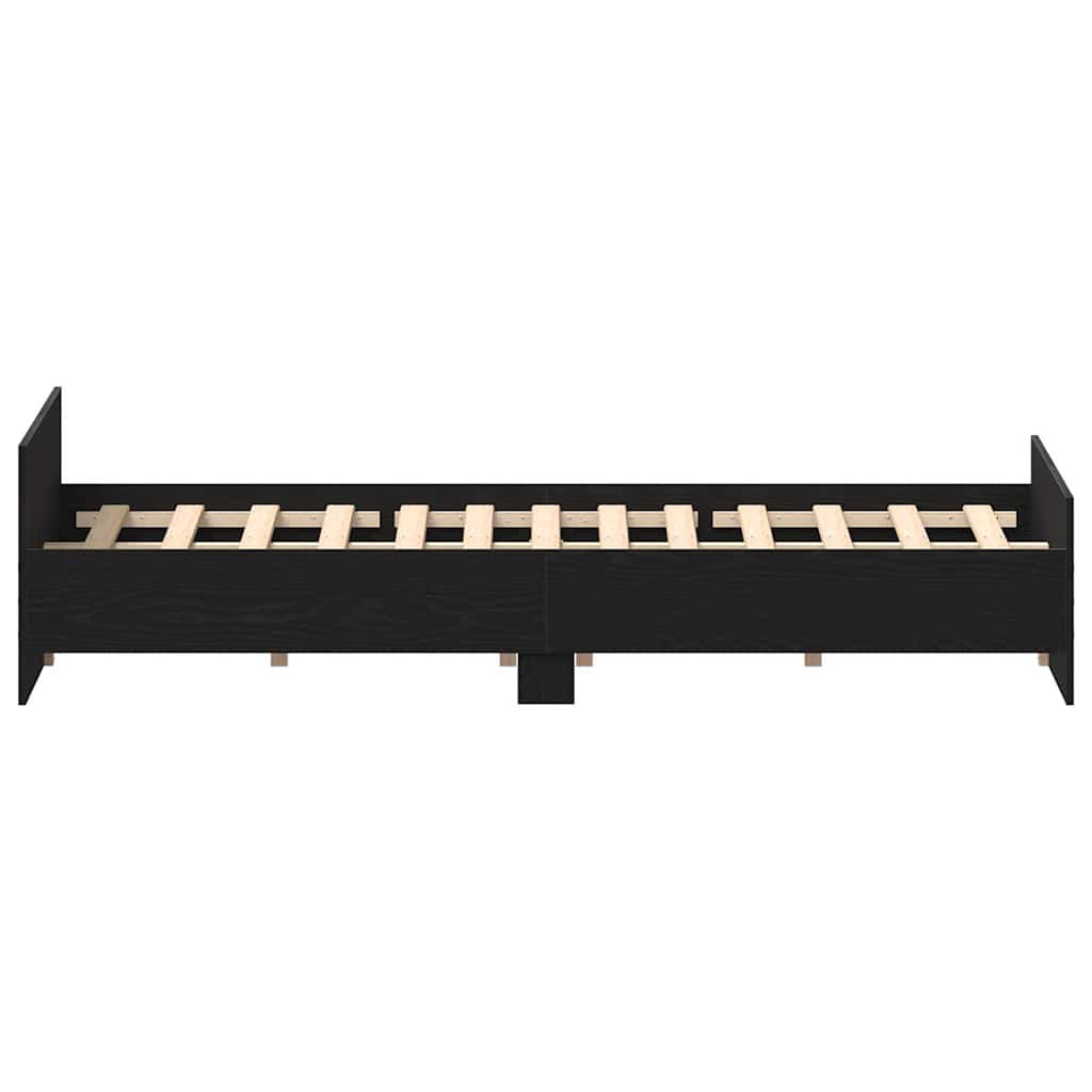 Bed Frame without Mattress Black Oak 140x190 cm Engineered Wood