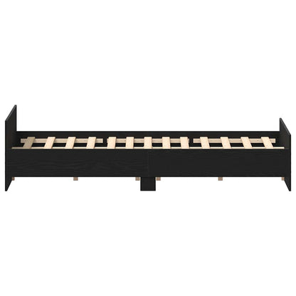 Bed Frame without Mattress Black Oak 140x190 cm Engineered Wood