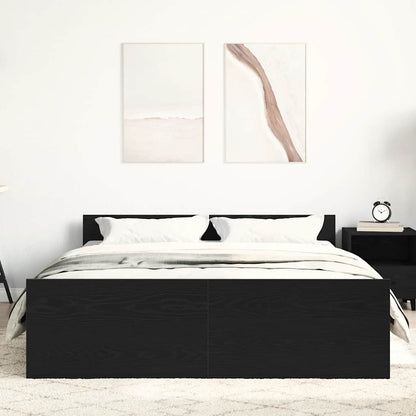 Bed Frame without Mattress Black Oak 135x190 cm Engineered Wood
