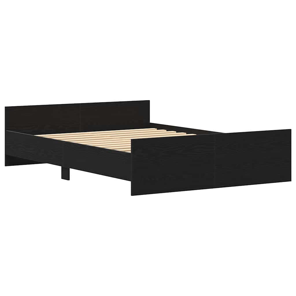 Bed Frame without Mattress Black Oak 135x190 cm Engineered Wood