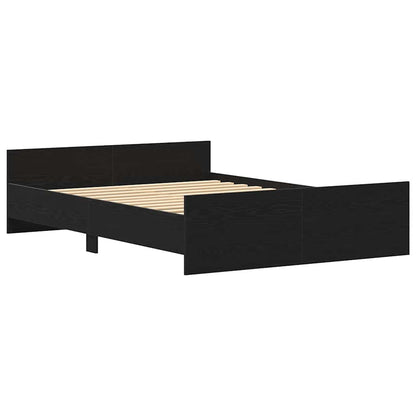 Bed Frame without Mattress Black Oak 135x190 cm Engineered Wood