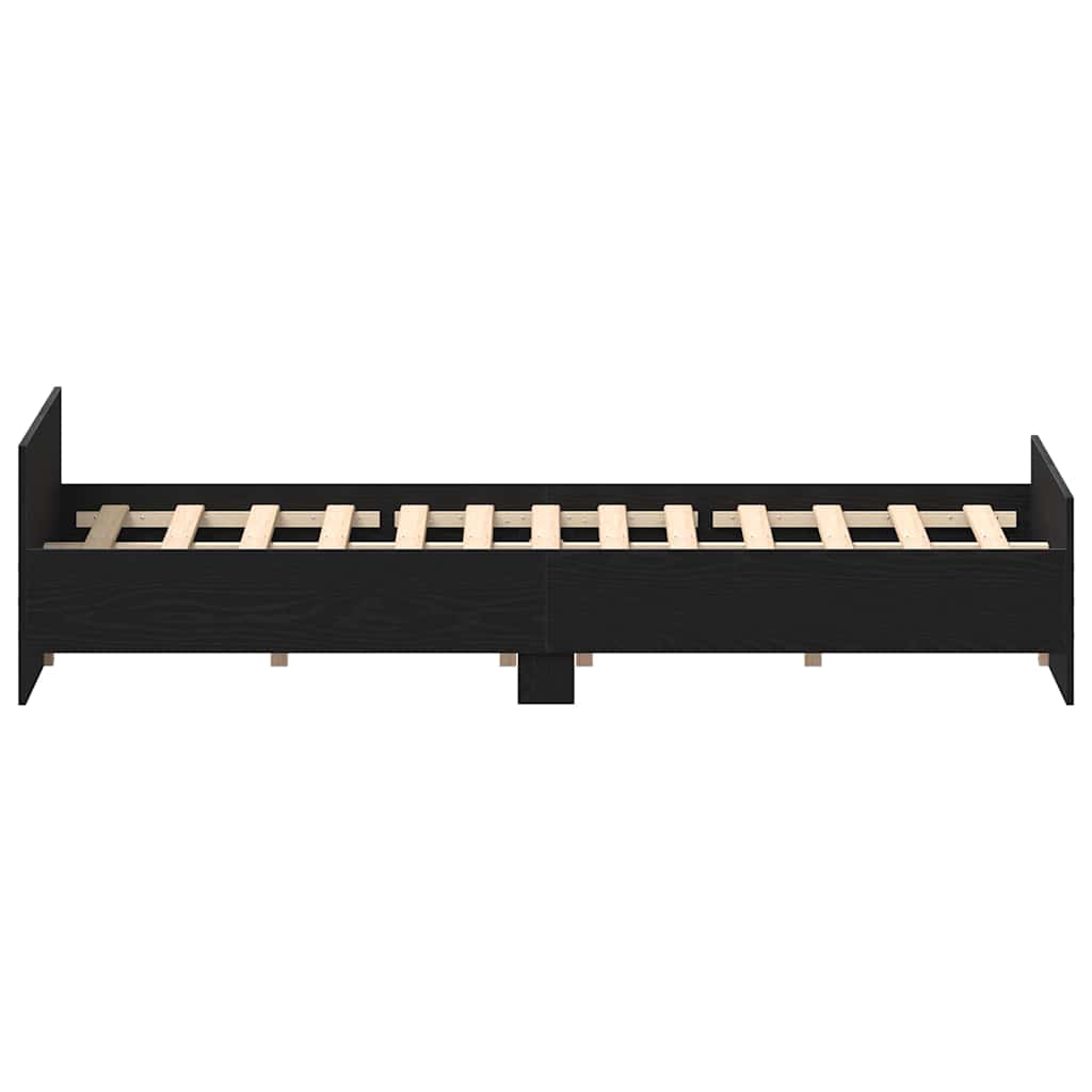 Bed Frame without Mattress Black Oak 135x190 cm Engineered Wood