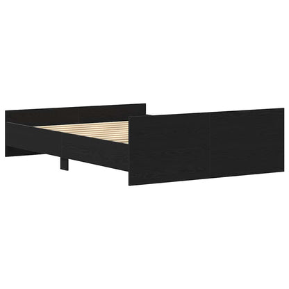 Bed Frame without Mattress Black Oak 135x190 cm Engineered Wood