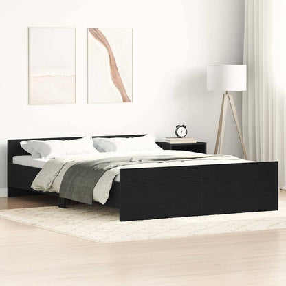 Bed Frame without Mattress Black Oak 135x190 cm Engineered Wood