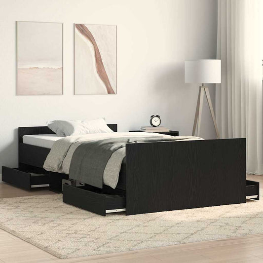 Bed Frame Black Oak 203 x 93 x 50 cm Engineered Wood