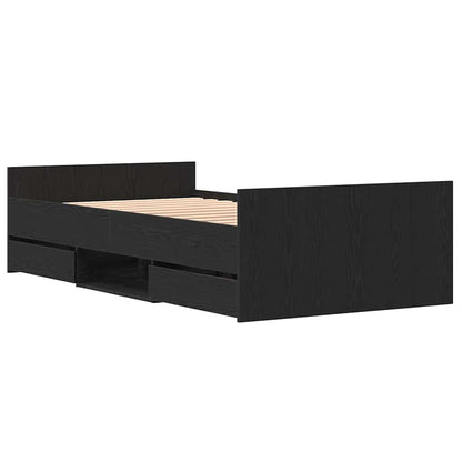Bed Frame Black Oak 203 x 93 x 50 cm Engineered Wood