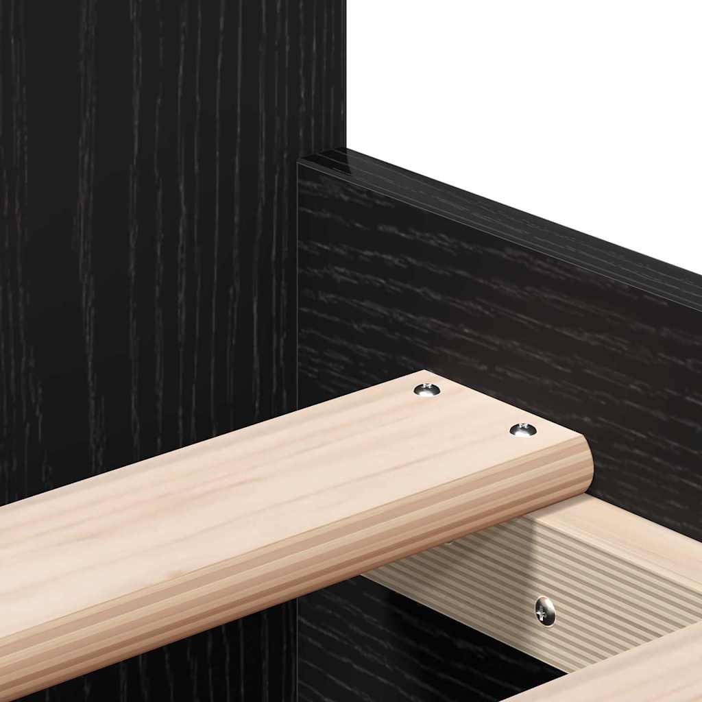 Bed Frame Black Oak 193 x 93 x 50 cm Engineered Wood