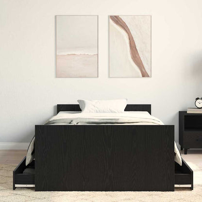 Bed Frame Black Oak 193 x 93 x 50 cm Engineered Wood