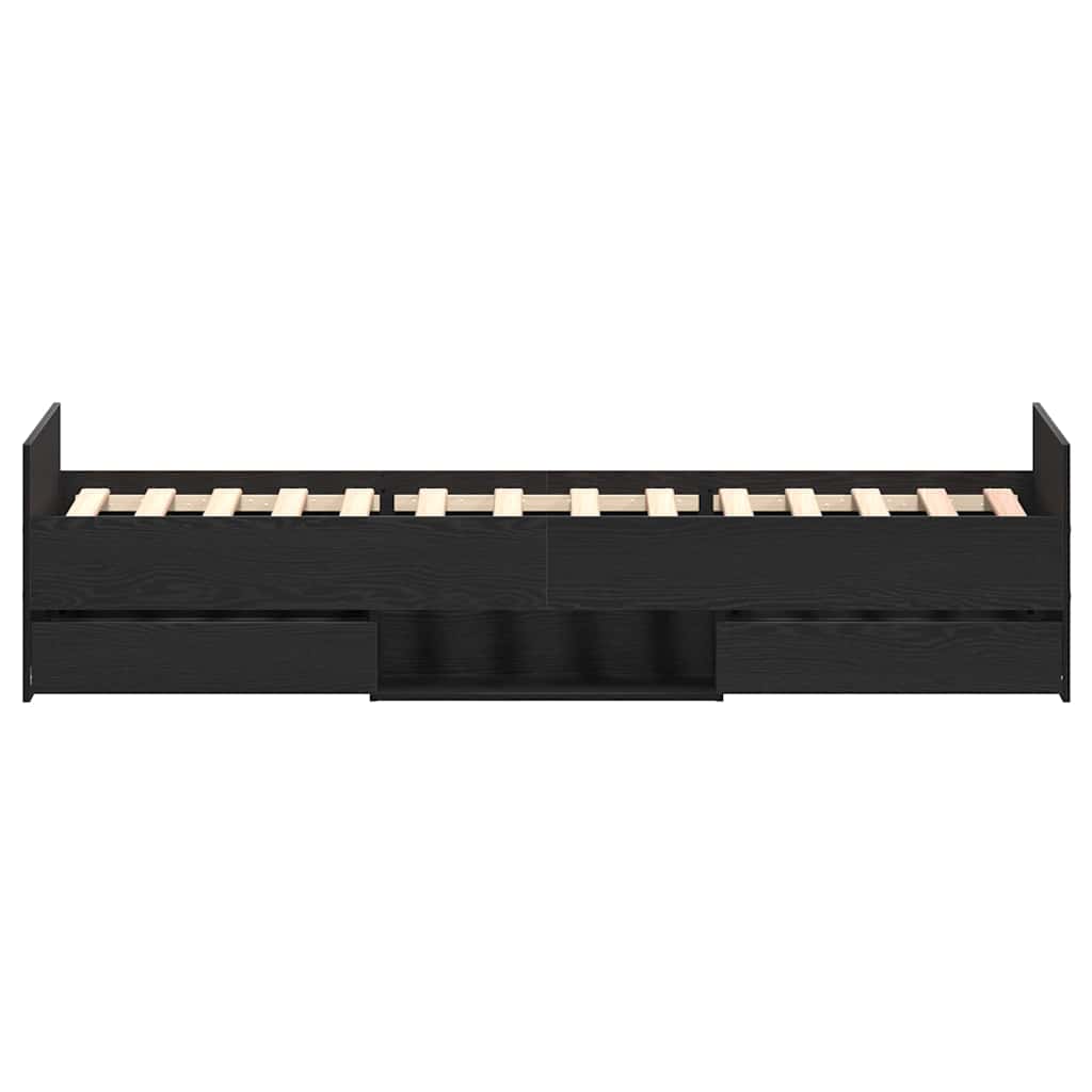 Bed Frame Black Oak 193 x 93 x 50 cm Engineered Wood
