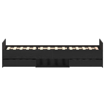 Bed Frame Black Oak 193 x 93 x 50 cm Engineered Wood