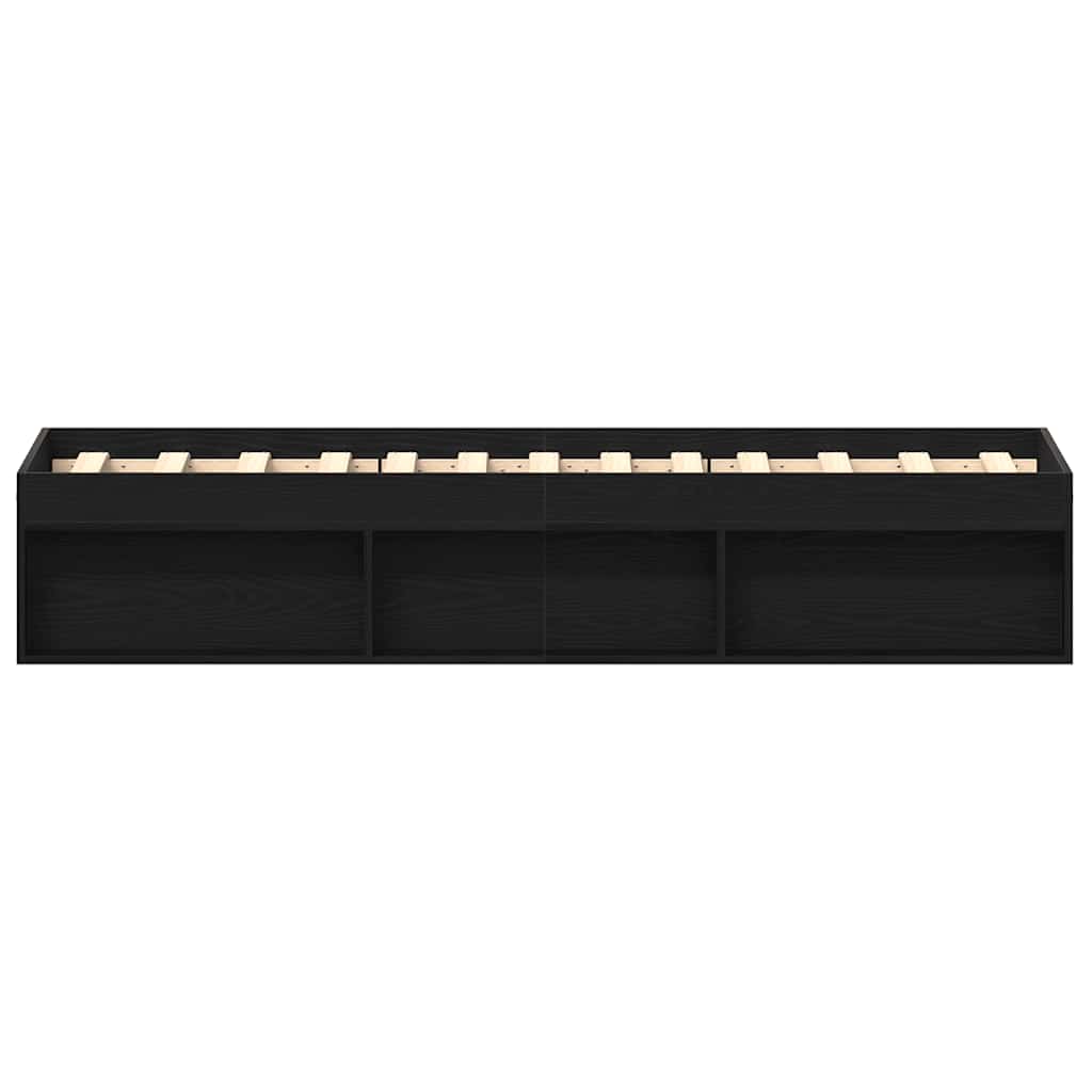 Bed Frame without Mattress Black Oak 100x200 cm Engineered Wood