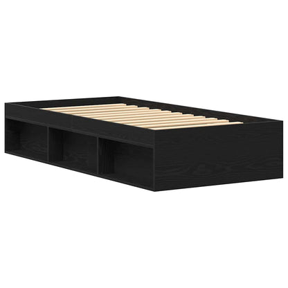 Bed Frame without Mattress Black Oak 100x200 cm Engineered Wood