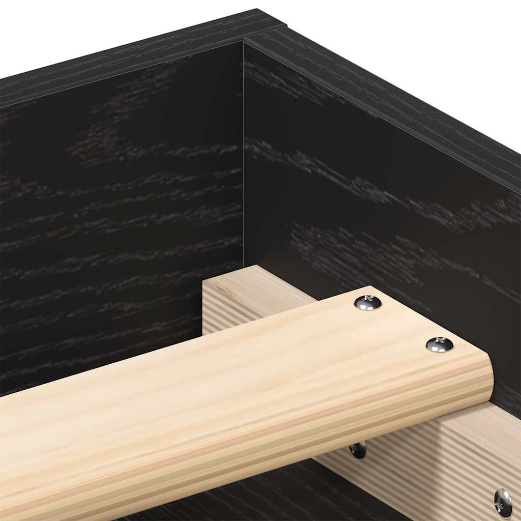 Bed Frame without Mattress Black Oak 100x200 cm Engineered Wood