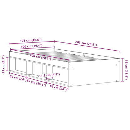 Bed Frame without Mattress Black Oak 100x200 cm Engineered Wood