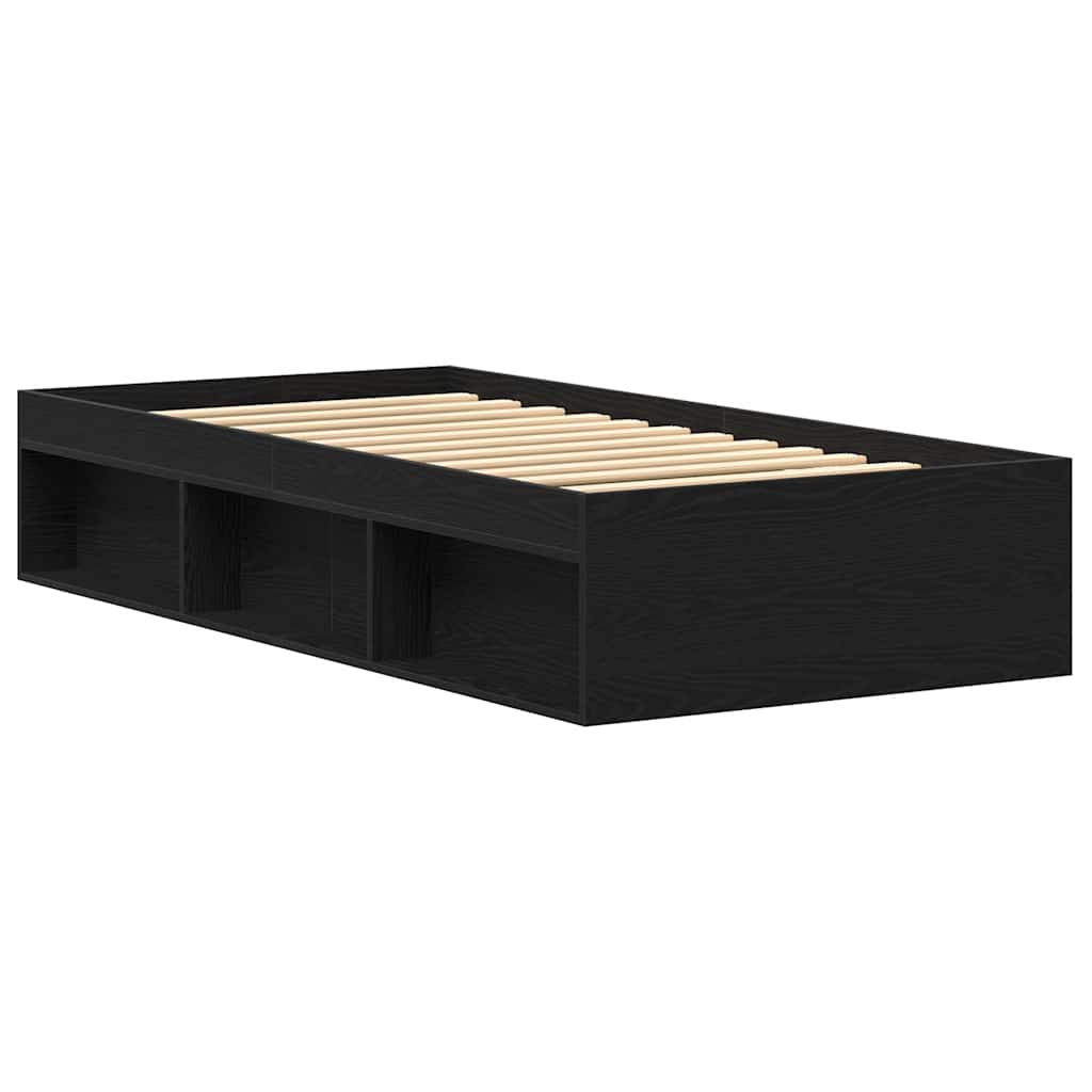 Bed Frame without Mattress Black Oak 90x190 cm Engineered Wood