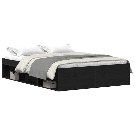 Bed Frame without Mattress Black Oak 120x200 cm Engineered Wood
