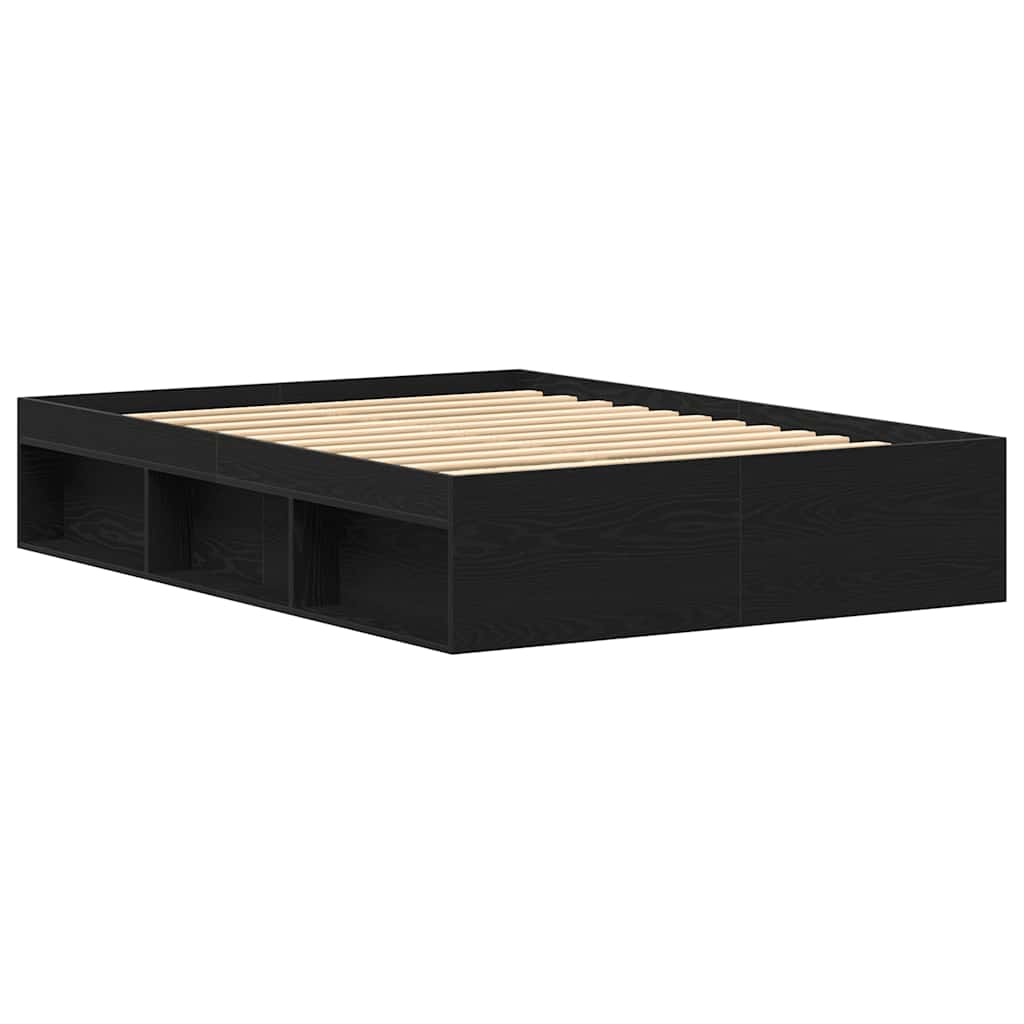 Bed Frame without Mattress Black Oak 120x200 cm Engineered Wood