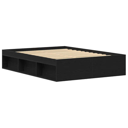 Bed Frame without Mattress Black Oak 120x200 cm Engineered Wood