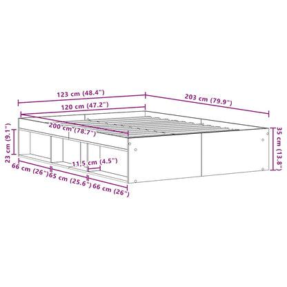 Bed Frame without Mattress Black Oak 120x200 cm Engineered Wood