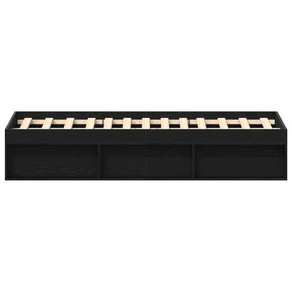 Bed Frame without Mattress Black Oak 140x200 cm Engineered Wood