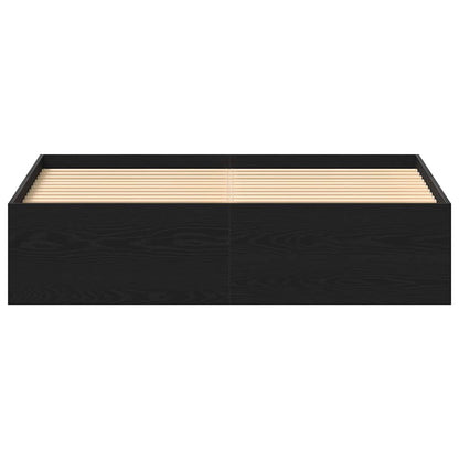 Bed Frame without Mattress Black Oak 160x200 cm Engineered Wood