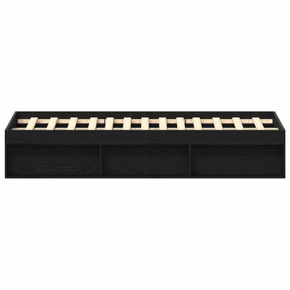 Bed Frame without Mattress Black Oak 160x200 cm Engineered Wood