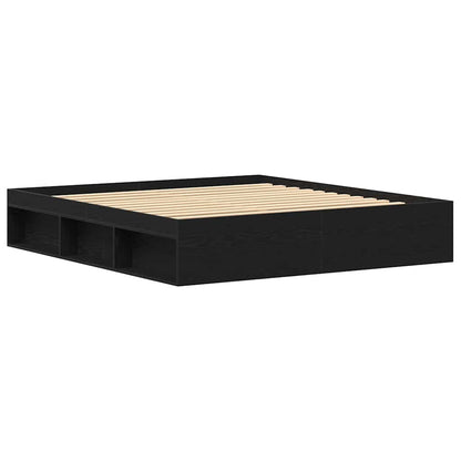Bed Frame without Mattress Black Oak 200x200 cm Engineered Wood
